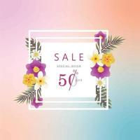 Spring Sale 50 percent off gradient background vector