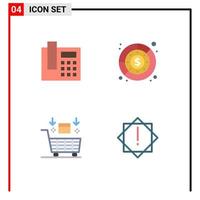 Pictogram Set of 4 Simple Flat Icons of phone cart budget profit shopping Editable Vector Design Elements