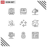 9 User Interface Outline Pack of modern Signs and Symbols of space nature idea right arrow Editable Vector Design Elements