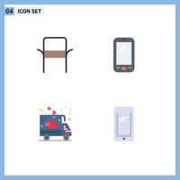 4 Universal Flat Icons Set for Web and Mobile Applications chair delivery home appliances mobile shipping Editable Vector Design Elements