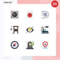 Set of 9 Modern UI Icons Symbols Signs for eye oil circulation gas station gas Editable Vector Design Elements