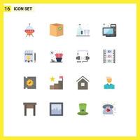 Universal Icon Symbols Group of 16 Modern Flat Colors of monitor desktop e computer glass Editable Pack of Creative Vector Design Elements