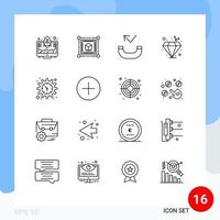 Set of 16 Commercial Outlines pack for add time missed setting investment Editable Vector Design Elements