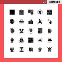 Group of 25 Solid Glyphs Signs and Symbols for coding app hardware investment economy Editable Vector Design Elements