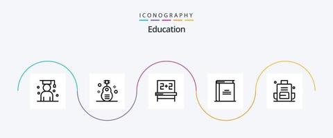 Education Line 5 Icon Pack Including reading. library. instrument. education. studies vector