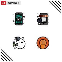 Set of 4 Modern UI Icons Symbols Signs for application electric discount store power Editable Vector Design Elements