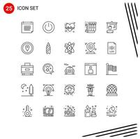 Group of 25 Modern Lines Set for water filtration environment filter pulse Editable Vector Design Elements
