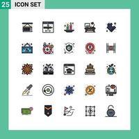 Universal Icon Symbols Group of 25 Modern Filled line Flat Colors of complex office table development lamp light Editable Vector Design Elements