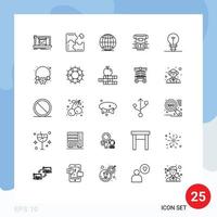 Pictogram Set of 25 Simple Lines of cryotherapy cryogenic jigsaw chamber world Editable Vector Design Elements