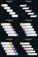 plantilla de diapositiva de presentación del paquete de infografías vectoriales 6 diagramas de ciclo de 5 pasos y líneas de tiempo vector