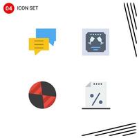 Pack of 4 creative Flat Icons of bubbles center discuss envelope gravity Editable Vector Design Elements