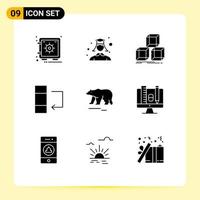 Pack of 9 Modern Solid Glyphs Signs and Symbols for Web Print Media such as polar animal arrange swap column Editable Vector Design Elements