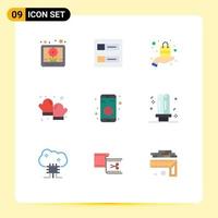 Universal Icon Symbols Group of 9 Modern Flat Colors of sign data product bluetooth cooking Editable Vector Design Elements