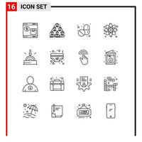 Universal Icon Symbols Group of 16 Modern Outlines of business molecule business particle tablet Editable Vector Design Elements