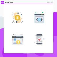 Flat Icon Pack of 4 Universal Symbols of card webpage research view fund Editable Vector Design Elements