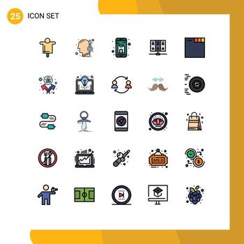Pictogram Set of 25 Simple Filled line Flat Colors of browser server back mainframe up Editable Vector Design Elements