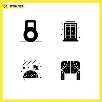 4 Universal Solid Glyphs Set for Web and Mobile Applications dumbbell living window space Layer 1 Editable Vector Design Elements