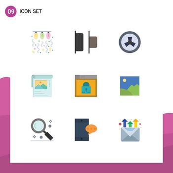 User Interface Pack of 9 Basic Flat Colors of web login mutation brosher wallpaper Editable Vector Design Elements