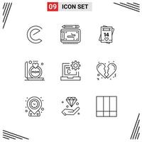 9 Universal Outline Signs Symbols of c mom feb gift card Editable Vector Design Elements