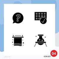 Pictogram Set of 4 Simple Solid Glyphs of chat bath social devices towel Editable Vector Design Elements