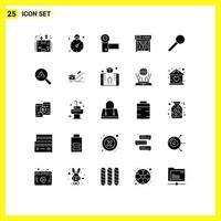 Set of 25 Modern UI Icons Symbols Signs for pin printing camcorder print systems Editable Vector Design Elements