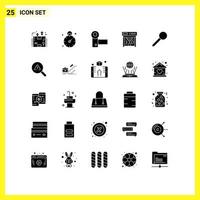 Set of 25 Modern UI Icons Symbols Signs for pin printing camcorder print systems Editable Vector Design Elements