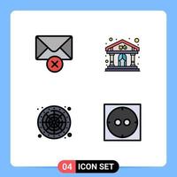 User Interface Pack of 4 Basic Filledline Flat Colors of delete game play building electric Editable Vector Design Elements