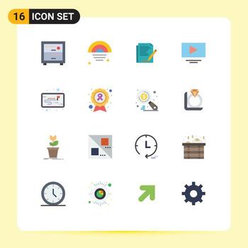 16 concepto de color plano para sitios web, móvil y aplicaciones, informe de proyecto de flujo de trabajo, video de youtube, paquete editable de elementos de diseño de vectores creativos