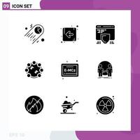 Solid Glyph Pack of 9 Universal Symbols of man education seo board note Editable Vector Design Elements