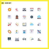 Universal Icon Symbols Group of 25 Modern Flat Colors of vacation beach face window building Editable Vector Design Elements