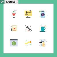 conjunto de 9 iconos de interfaz de usuario modernos símbolos signos para apoyo al cliente medicina boda amor elementos de diseño vectorial editables vector