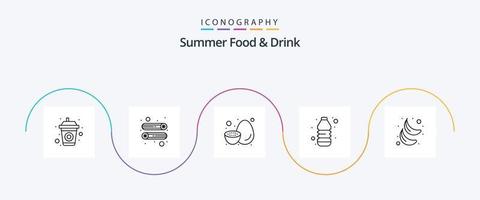 Summer Food and Drink Line 5 Icon Pack Including fresh. water. fruit. drink. sweet vector