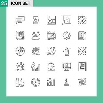 25 Universal Lines Set for Web and Mobile Applications present home design convo contact us Editable Vector Design Elements