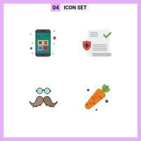 Mobile Interface Flat Icon Set of 4 Pictograms of add moustache calculator test movember Editable Vector Design Elements