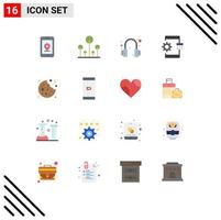 16 Creative Icons Modern Signs and Symbols of dessert christmas headphones process develop Editable Pack of Creative Vector Design Elements