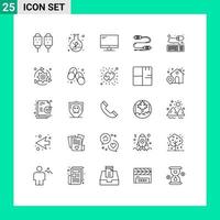 Set of 25 Modern UI Icons Symbols Signs for marketing communication flask buzz imac Editable Vector Design Elements