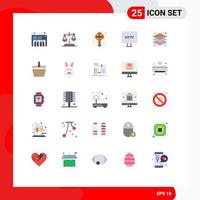 Pack of 25 Modern Flat Colors Signs and Symbols for Web Print Media such as layer video ireland surveillance cctv Editable Vector Design Elements