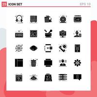 Modern Set of 25 Solid Glyphs Pictograph of quick loan drawer instant trash Editable Vector Design Elements