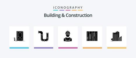 Building And Construction Glyph 5 Icon Pack Including design. furniture. water. tile. engineer. Creative Icons Design vector