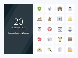 20 Business Strategy And Finance Flat Color icon for presentation vector