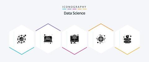 Data Science 25 Glyph icon pack including backup. processor. science. microchip. web vector