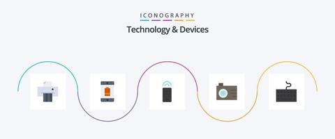 paquete de iconos flat 5 de dispositivos que incluye . teclado. control. hardware. digital vector