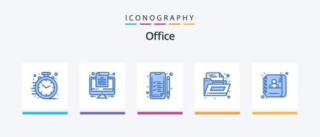Office Blue 5 Icon Pack Including . data. business. employee. office. Creative Icons Design vector