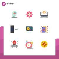 Set of 9 Modern UI Icons Symbols Signs for love export plant data watch Editable Vector Design Elements