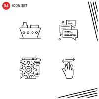 Editable Vector Line Pack of 4 Simple Filledline Flat Colors of boat design vehicles messages engineering Editable Vector Design Elements
