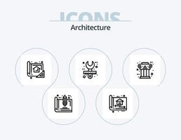 paquete de iconos de línea de arquitectura 5 diseño de iconos. construcción. arquitecto. cepillo de rodillos Plano. construcción vector