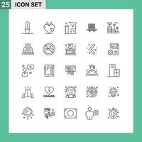 Set of 25 Modern UI Icons Symbols Signs for folders database chemistry data files Editable Vector Design Elements