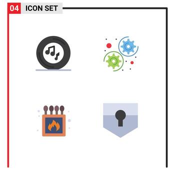 Set of 4 Modern UI Icons Symbols Signs for music fire player options box Editable Vector Design Elements