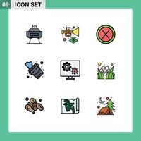 Universal Icon Symbols Group of 9 Modern Filledline Flat Colors of configure firefighter close fire user Editable Vector Design Elements