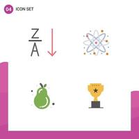 User Interface Pack of 4 Basic Flat Icons of alphabetical avocado chemical study summer Editable Vector Design Elements